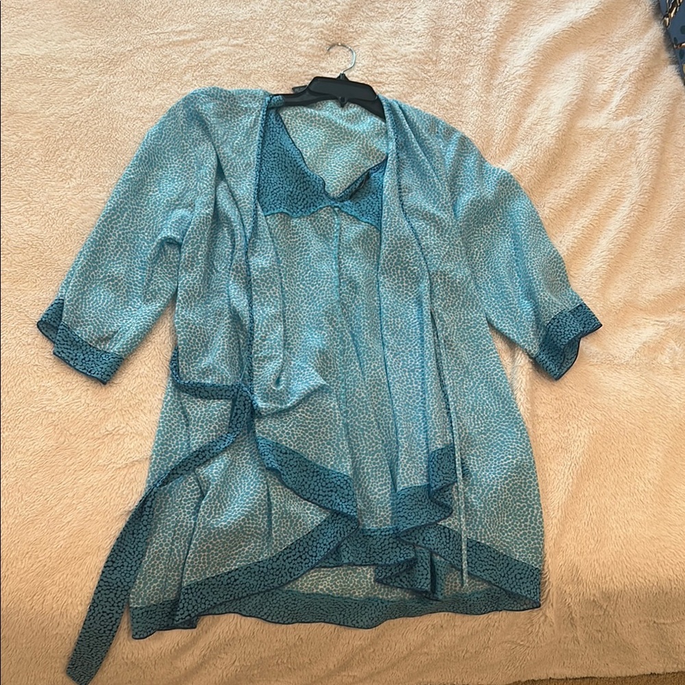 2 piece set, Jones New York Blue Swim Coverup with Flowing Silhouette